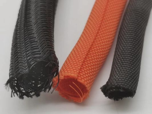ROHS UL Self Wrapping Sleeve PET Braided Sleeve Untuk Perlindungan Kabel