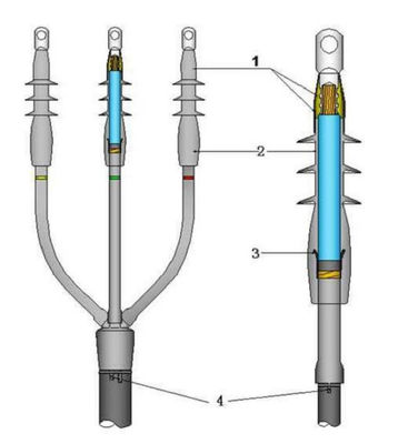 Kit Penghentian Kabel Penyusut Dingin Karet Silikon Cair hingga 42 kV Kit Penghentian Kabel Penyusut Dingin