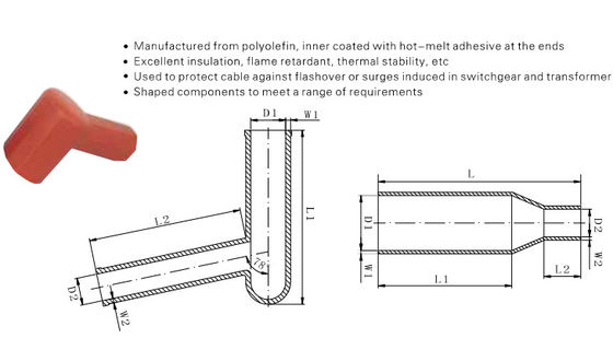 Flame Retardant Heat Shrink Sudut Kanan/In-line Bushing Boot