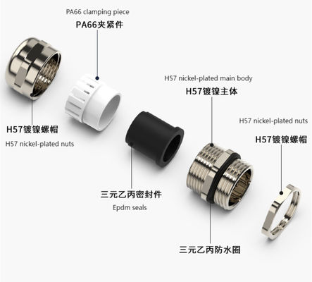 Nikel dilapisi kuningan kabel kelenjar IP68 Waterproof Connector